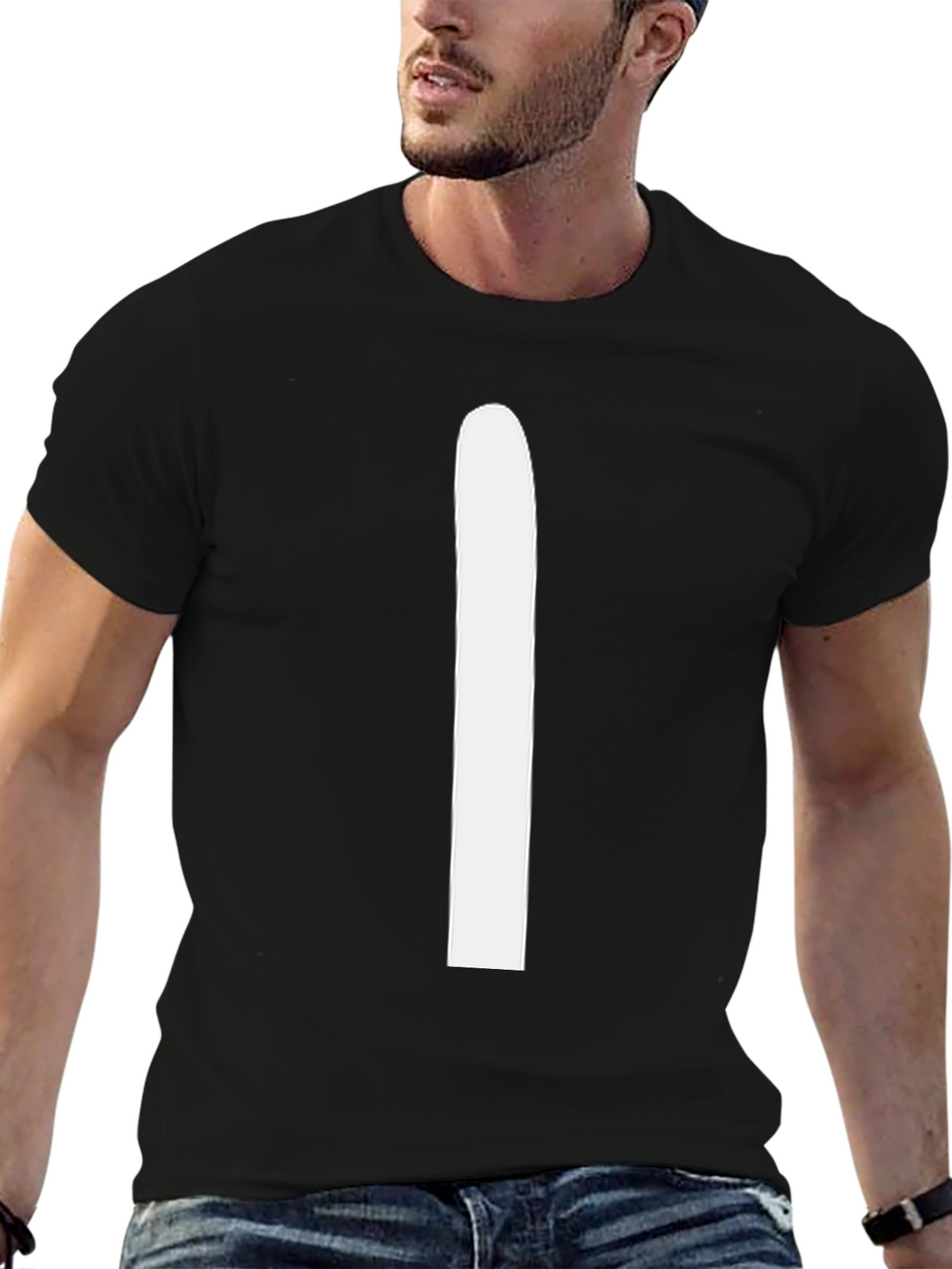 Black T-Shirt with White Stripe