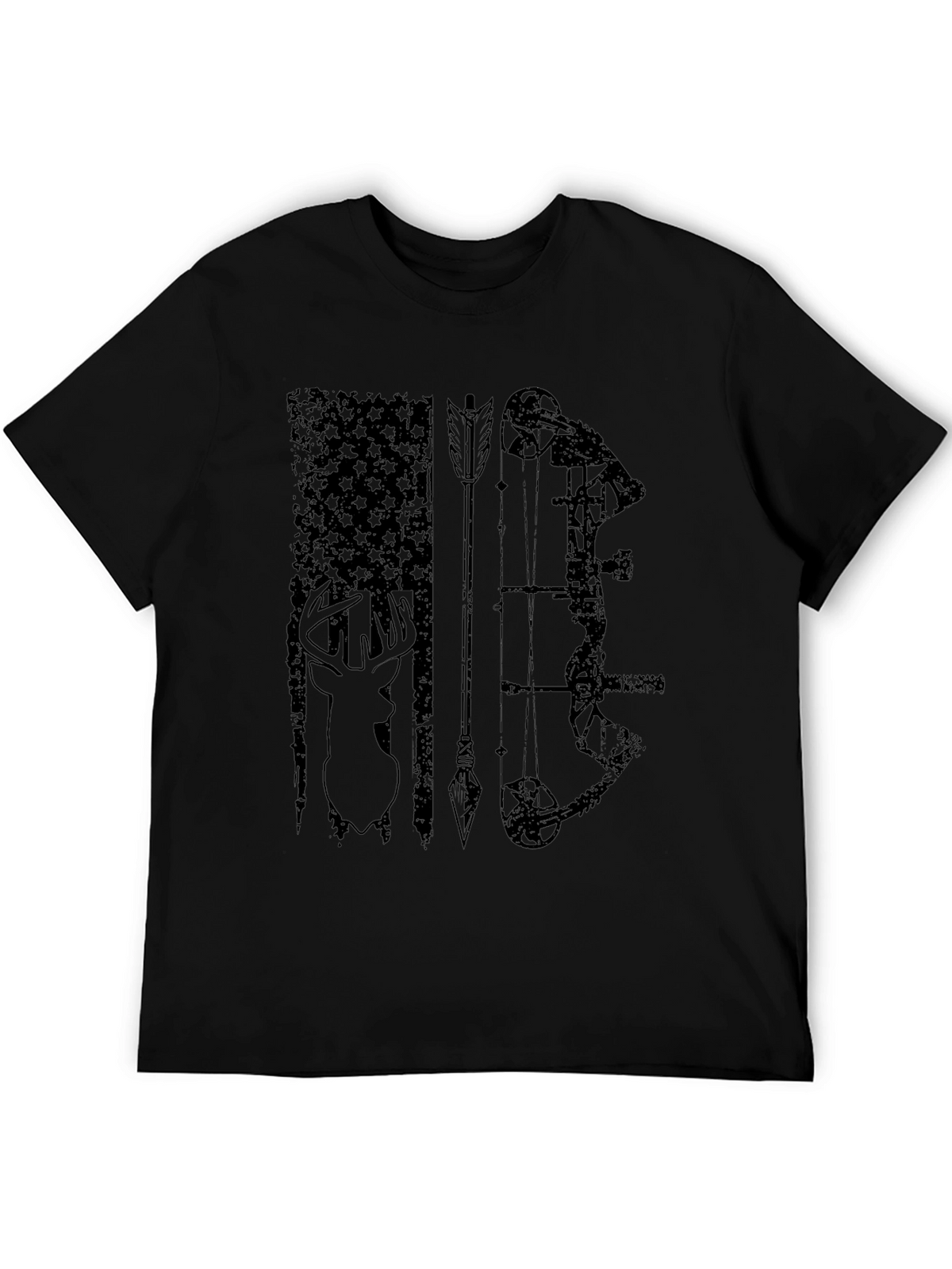 Mens Black Hunting Graphic T-Shirt