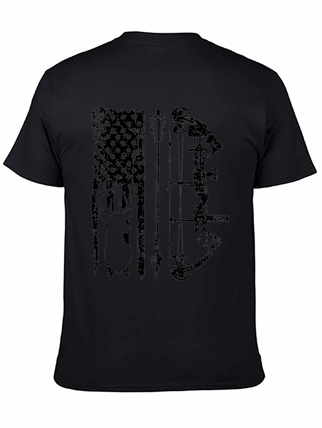 Mens Black Hunting Graphic T-Shirt