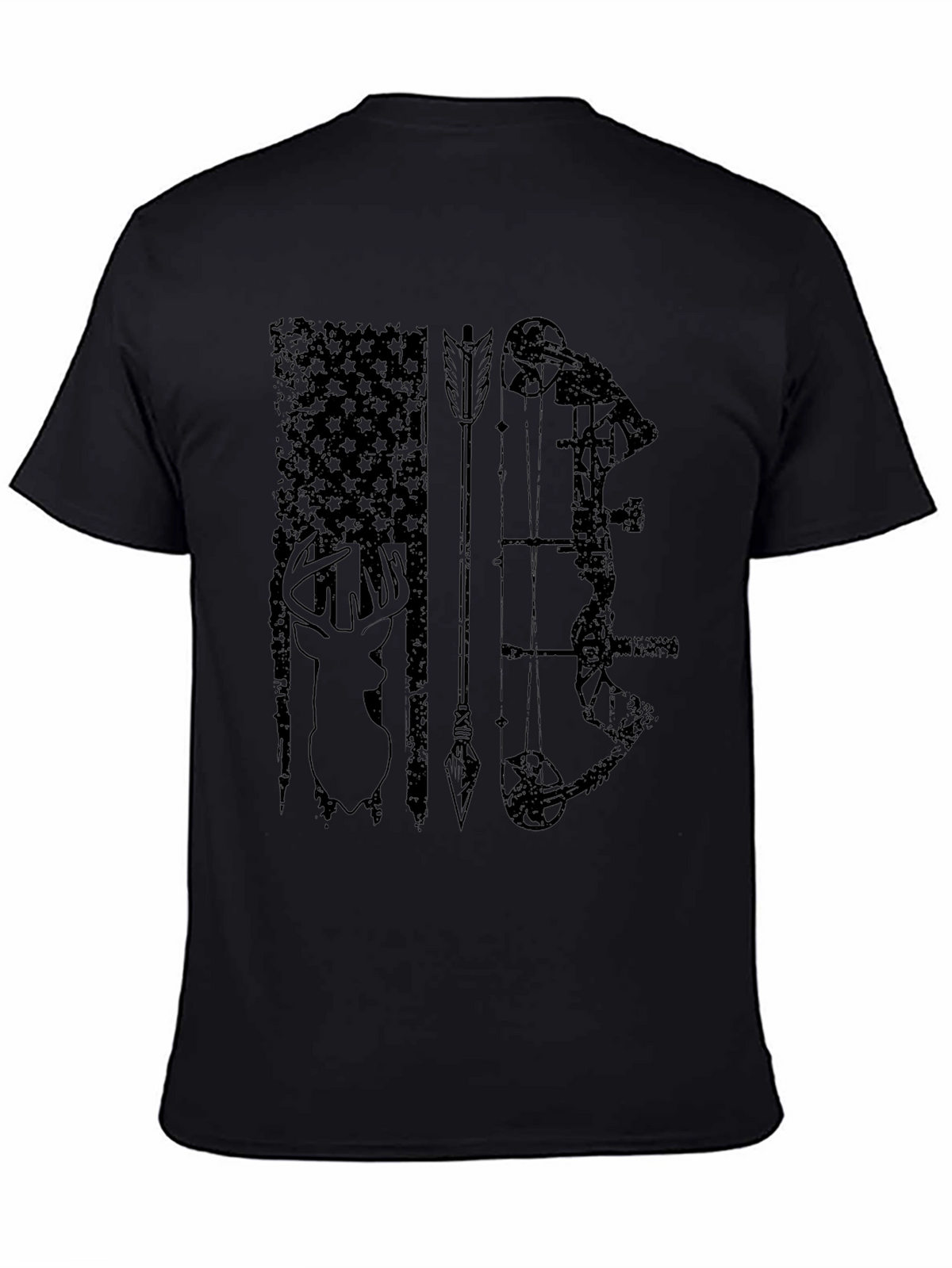 Mens Black Hunting Graphic T-Shirt
