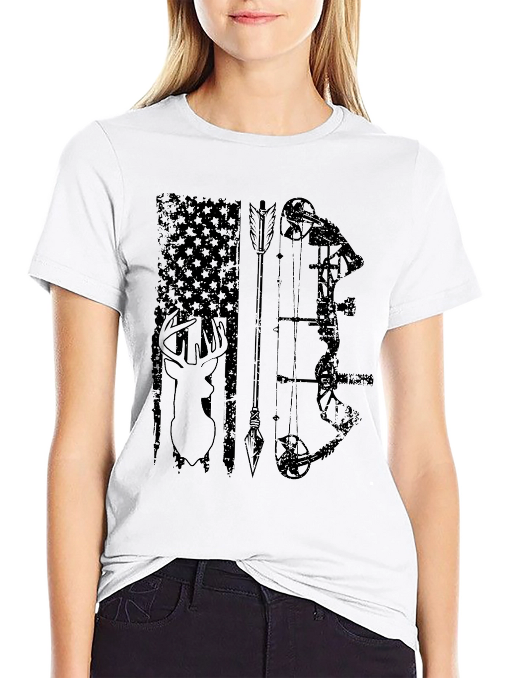 Mens Black Hunting Graphic T-Shirt