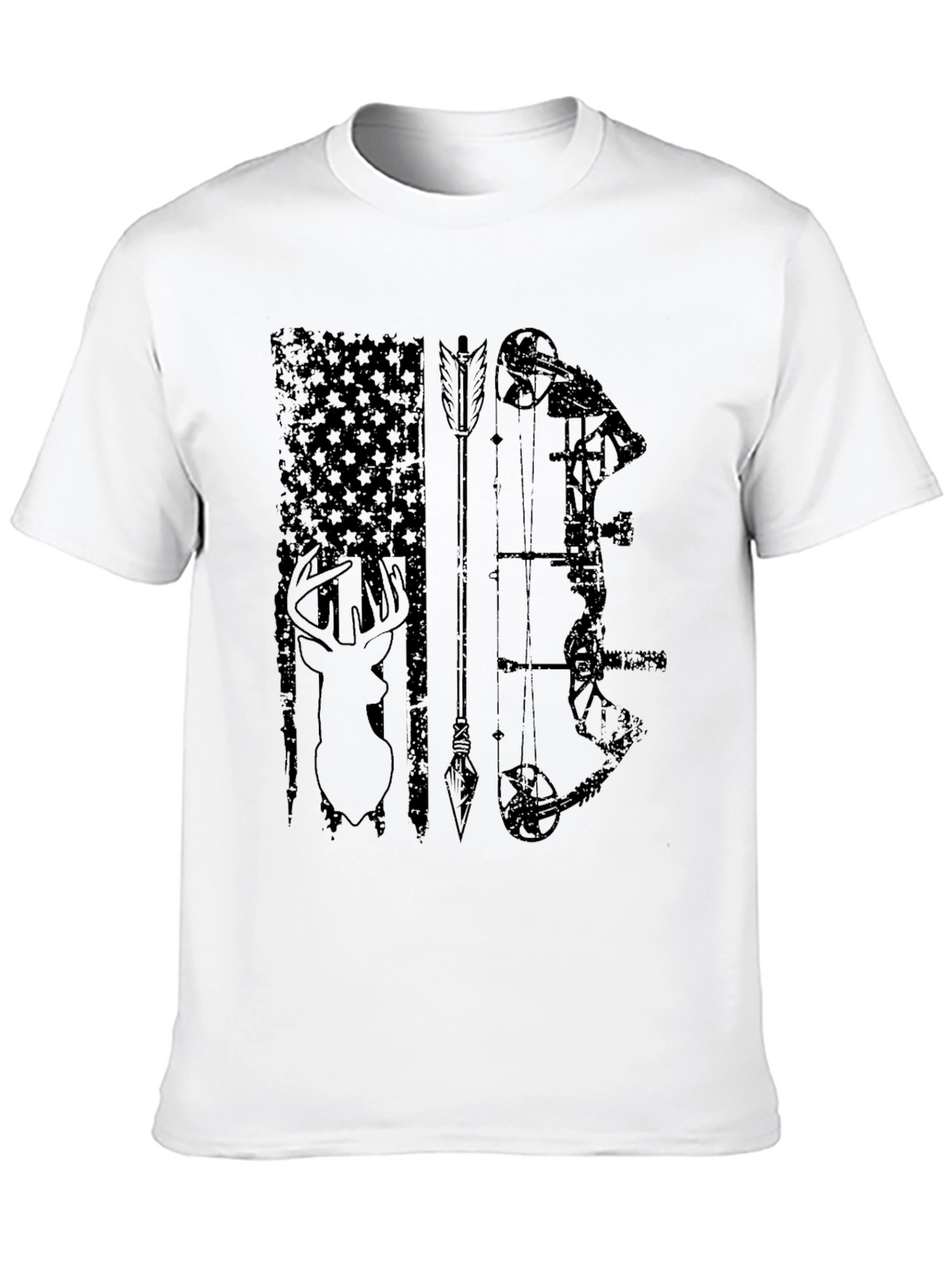 Mens Black Hunting Graphic T-Shirt