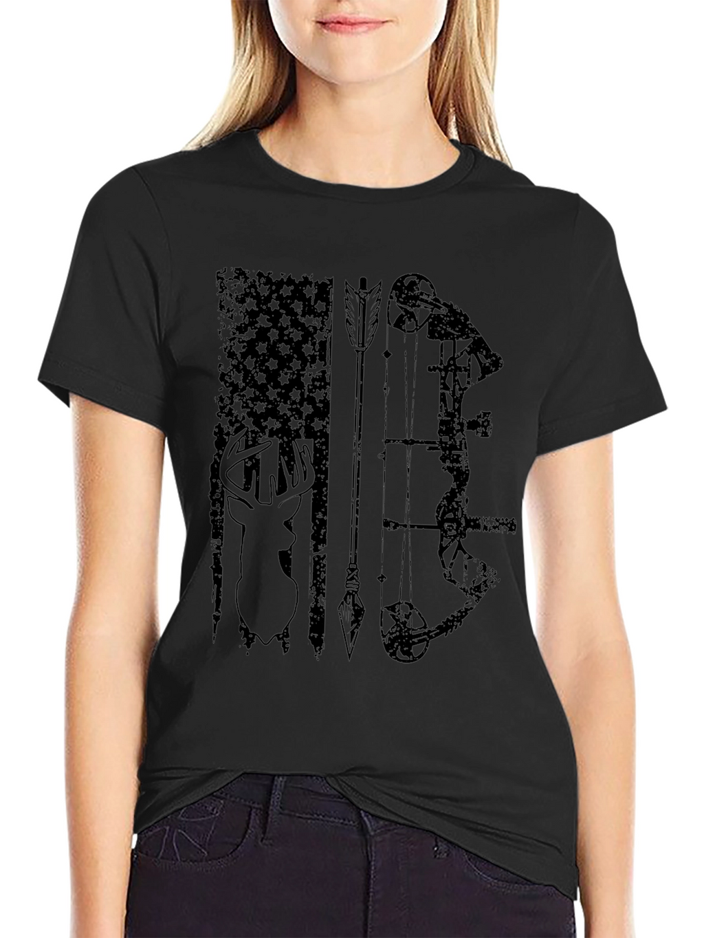 Mens Black Hunting Graphic T-Shirt