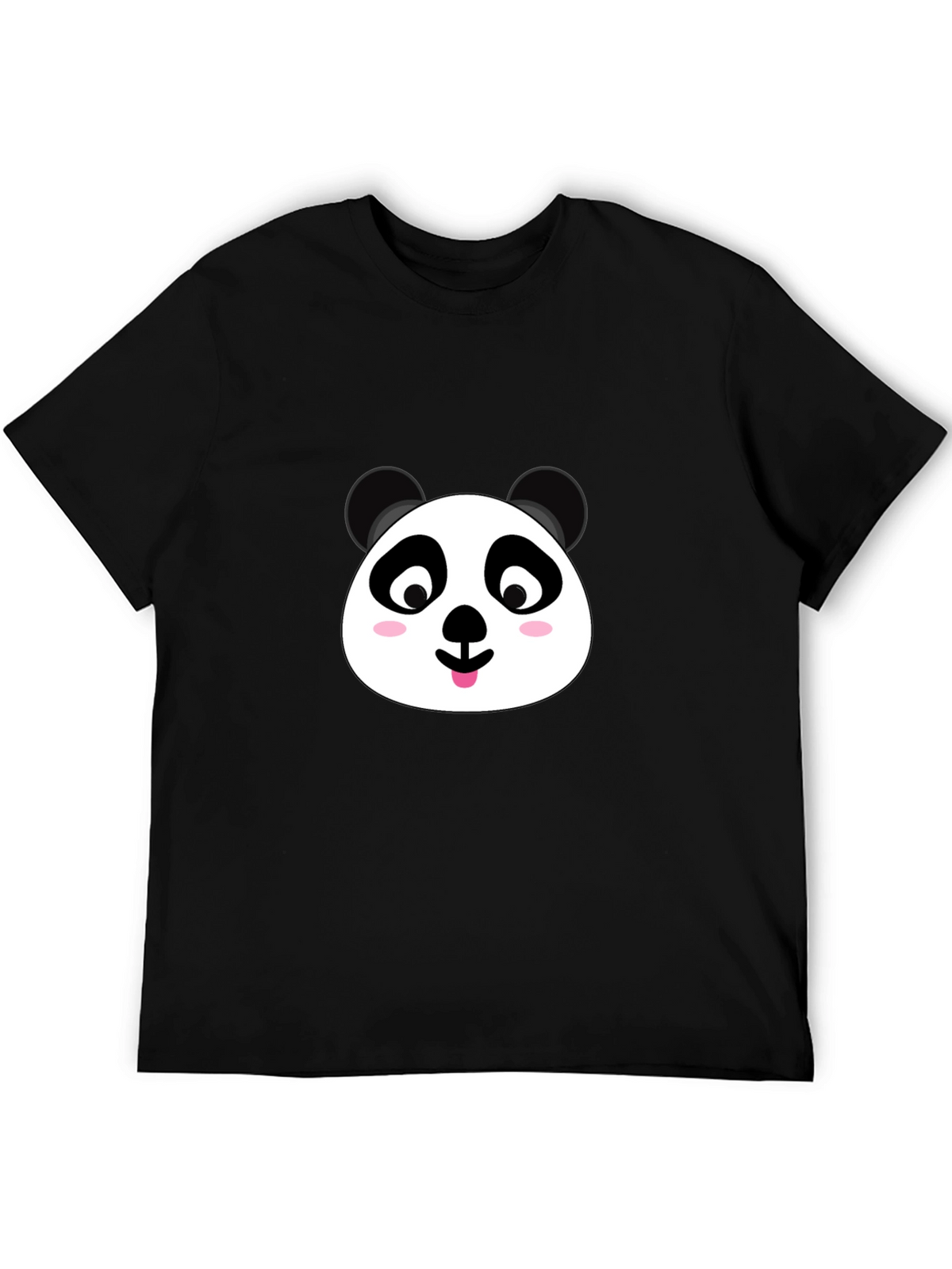 Cute Panda Face Graphic Black T-Shirt