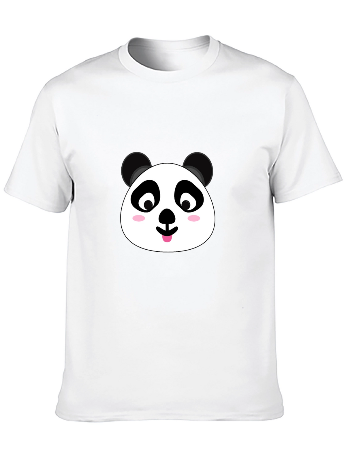 Cute Panda Face Graphic Black T-Shirt