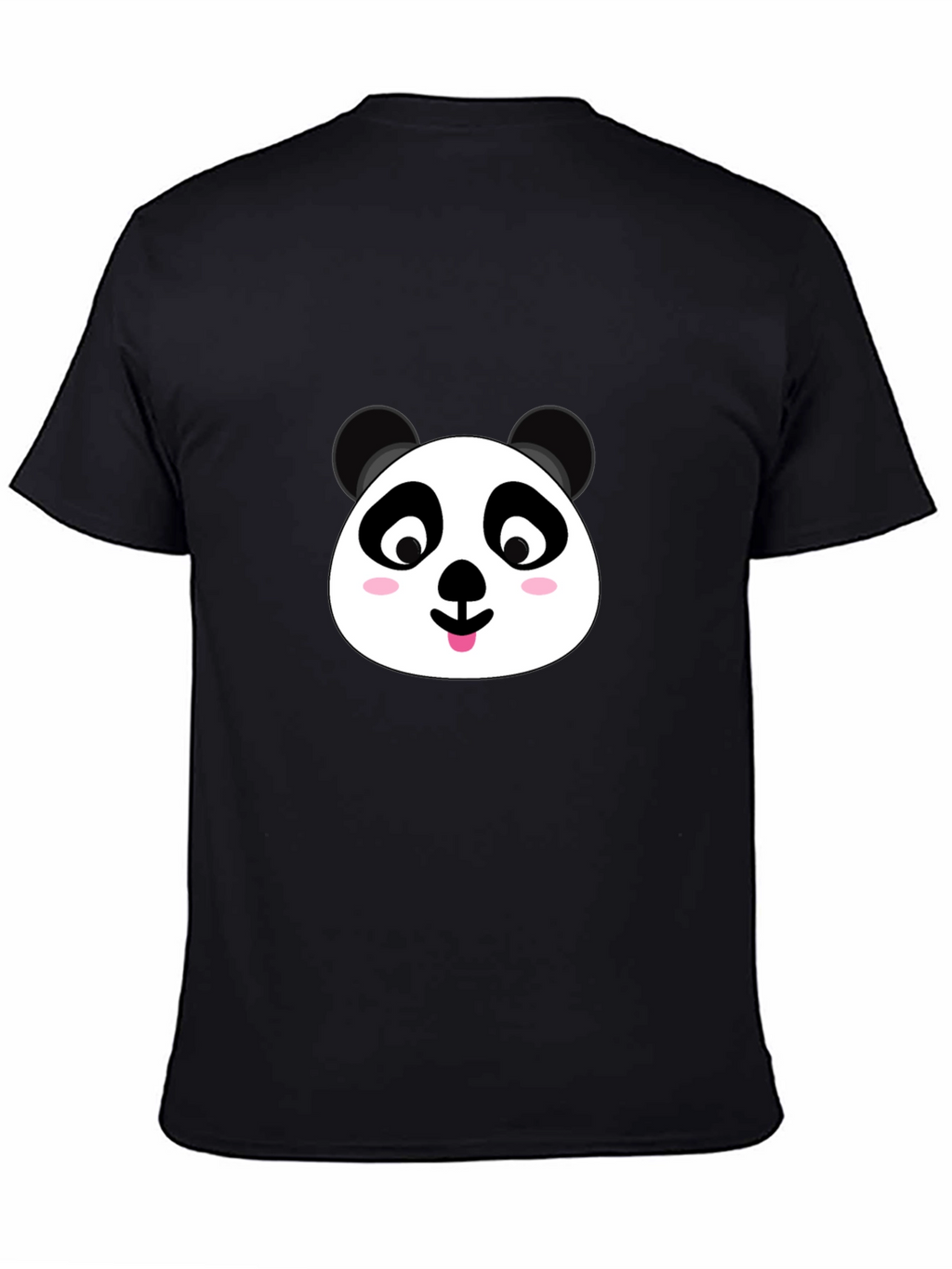 Cute Panda Face Graphic Black T-Shirt