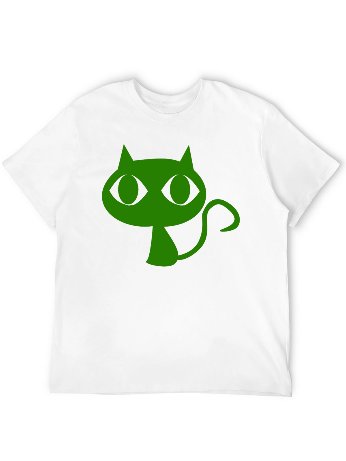 Green Cat Graphic Black T-Shirt