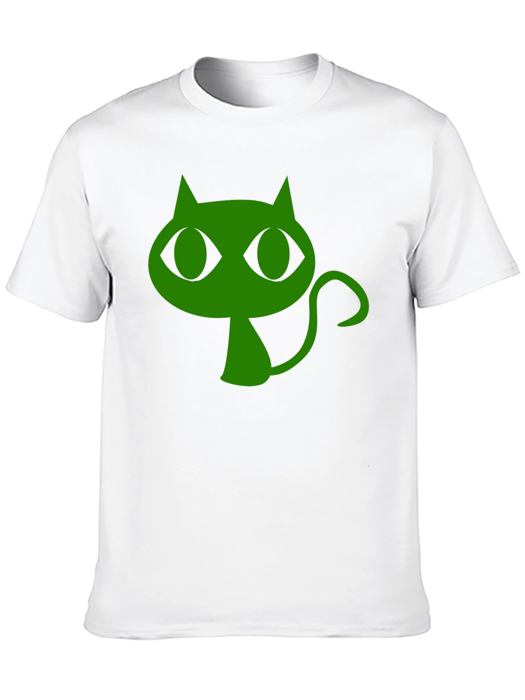 Green Cat Graphic Black T-Shirt
