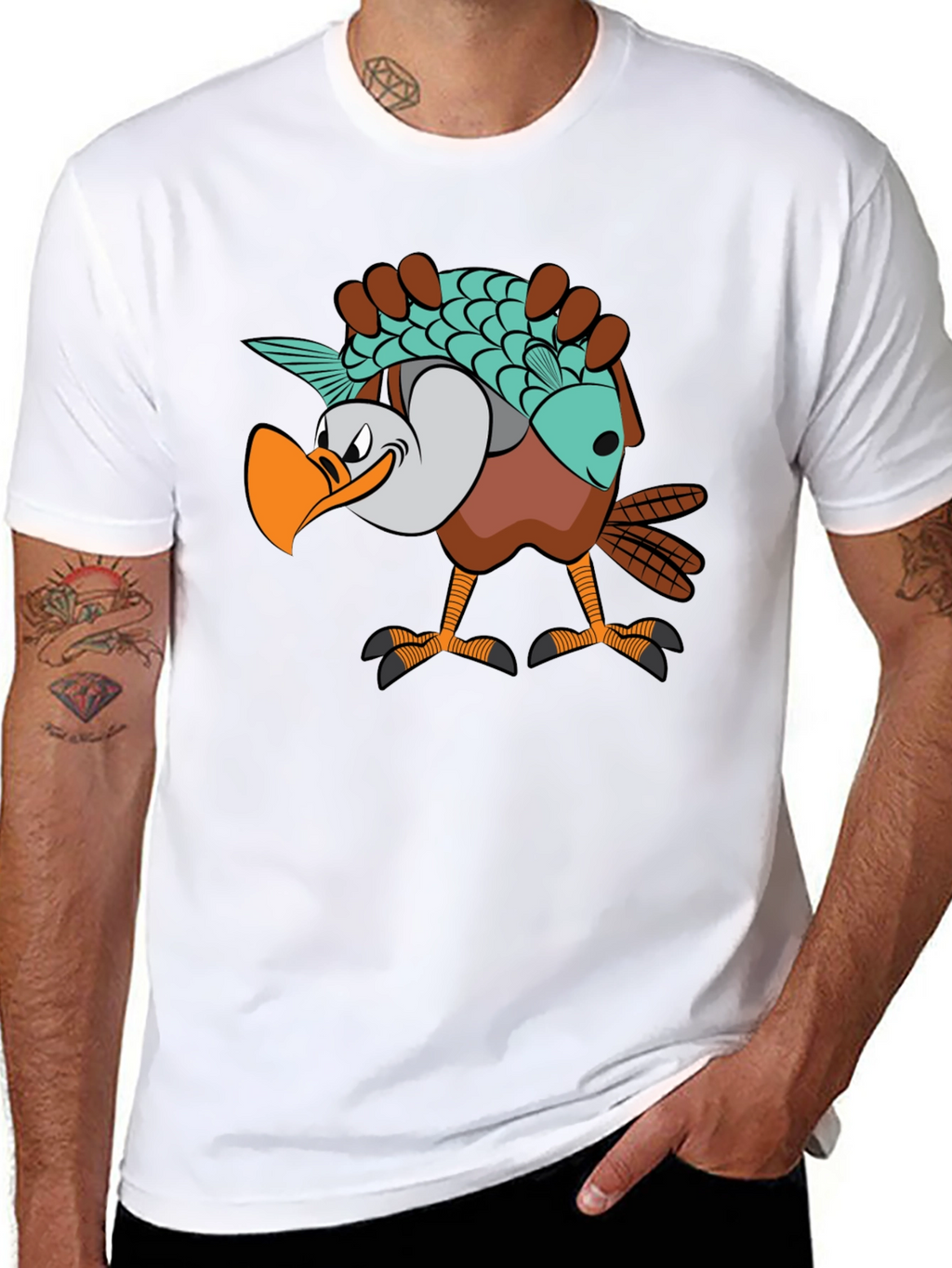 Funny Eagle Carrying Fish Graphic T-Shirt