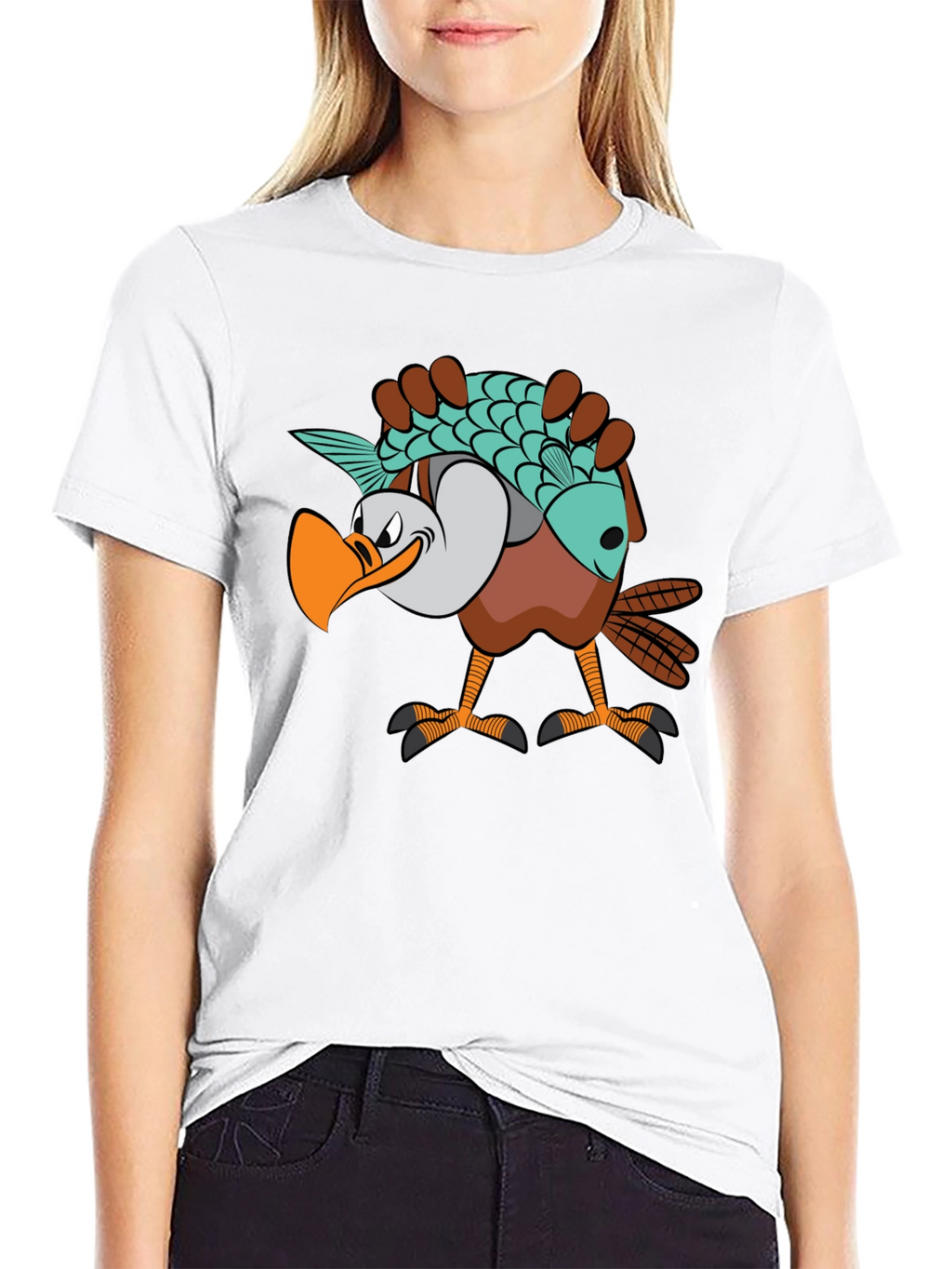 Funny Eagle Carrying Fish Graphic T-Shirt