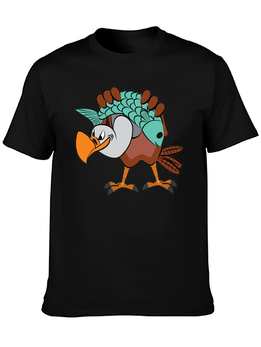 Funny Eagle Carrying Fish Graphic T-Shirt