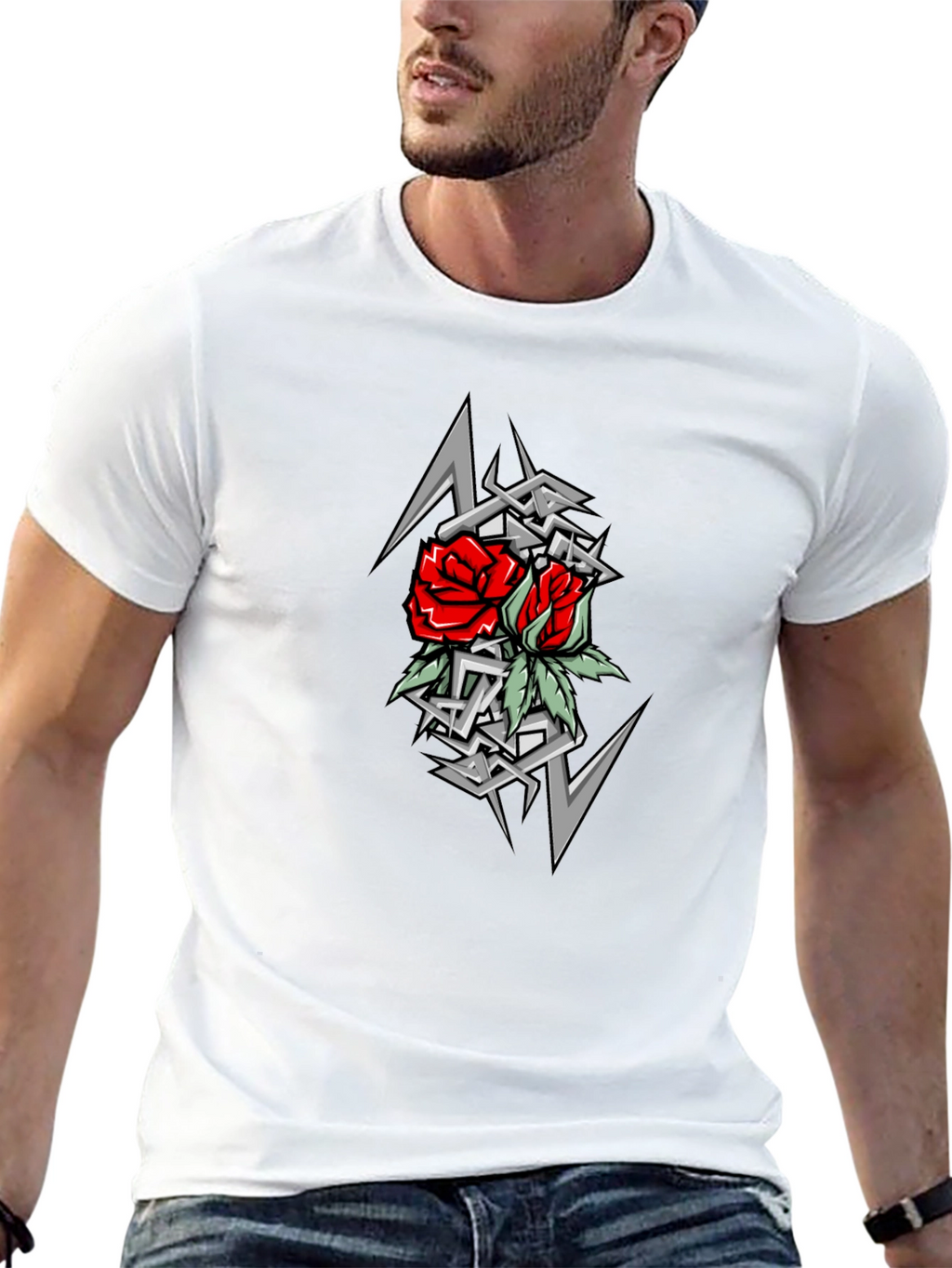 Rose Tattoo Graphic T-Shirt - Black
