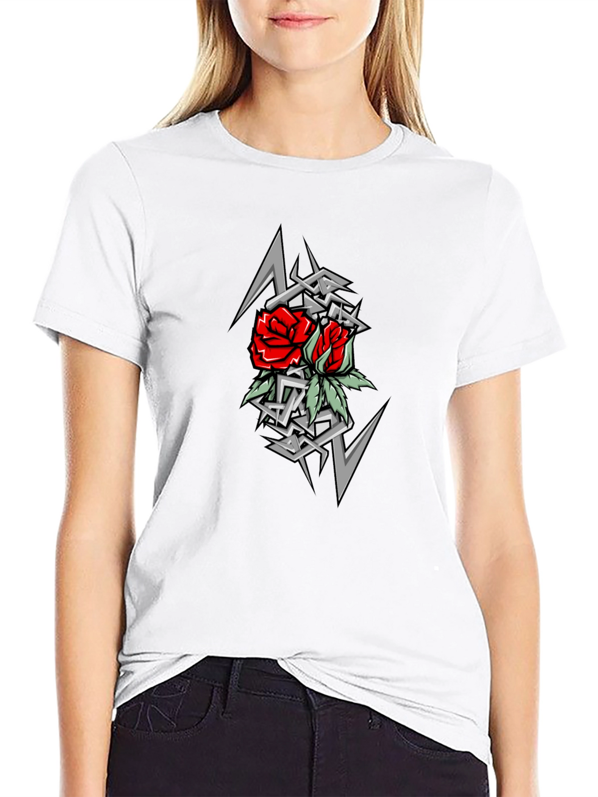 Rose Tattoo Graphic T-Shirt - Black
