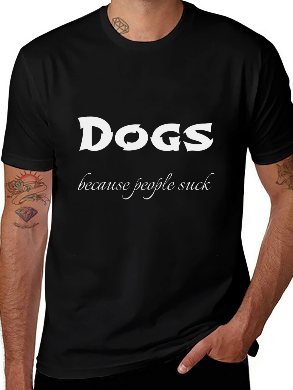 Dogs Because People Suck Black T-Shirt
