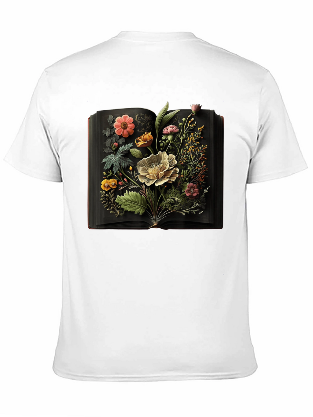 Floral Book T-Shirt - Artistic Botanical Design