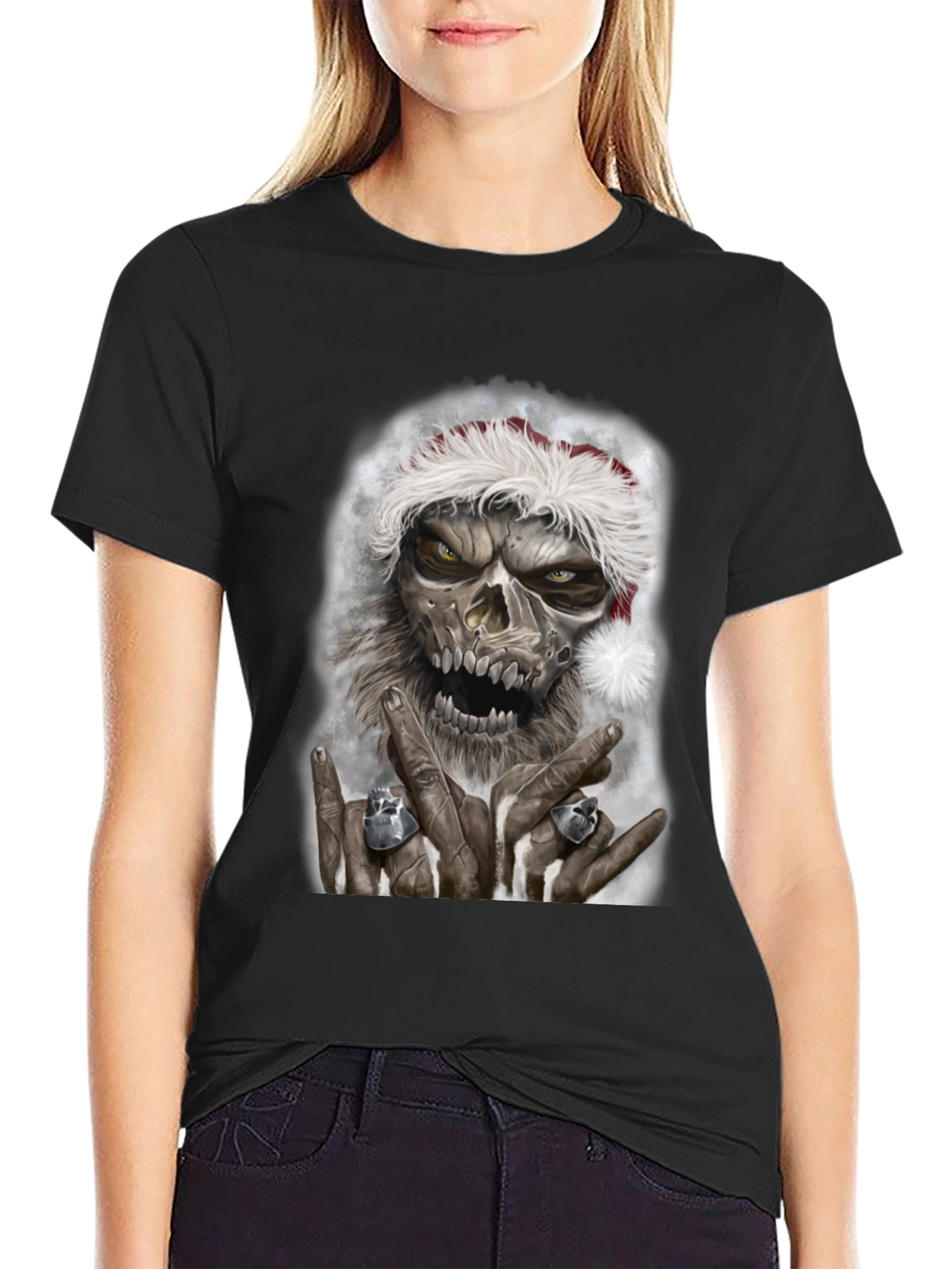 Zombie Santa Graphic Tee - Rock On Christmas T-Shirt