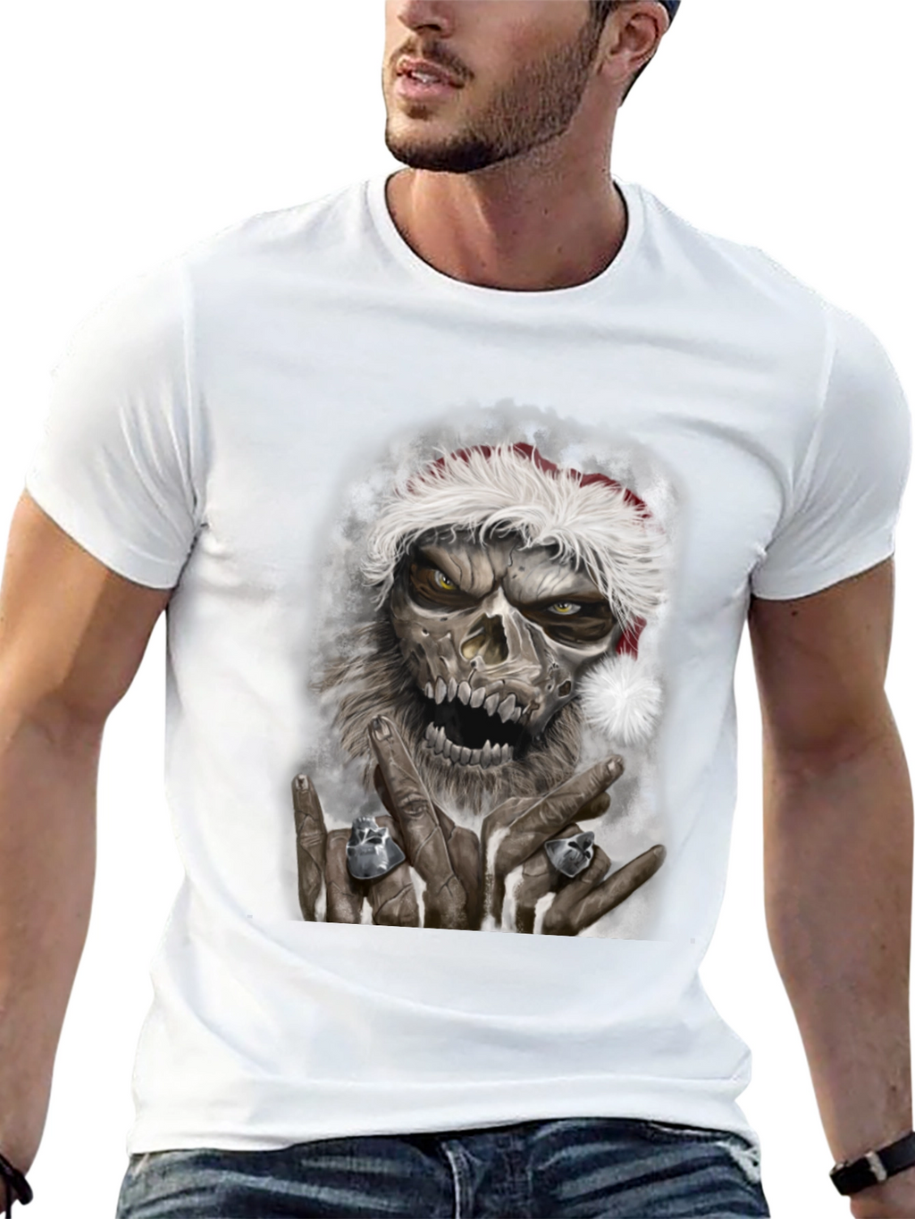 Zombie Santa Graphic Tee - Rock On Christmas T-Shirt