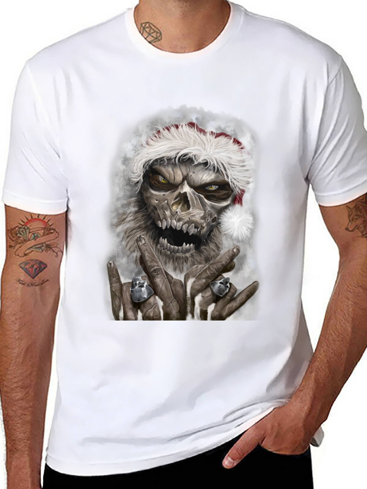 Zombie Santa Graphic Tee - Rock On Christmas T-Shirt