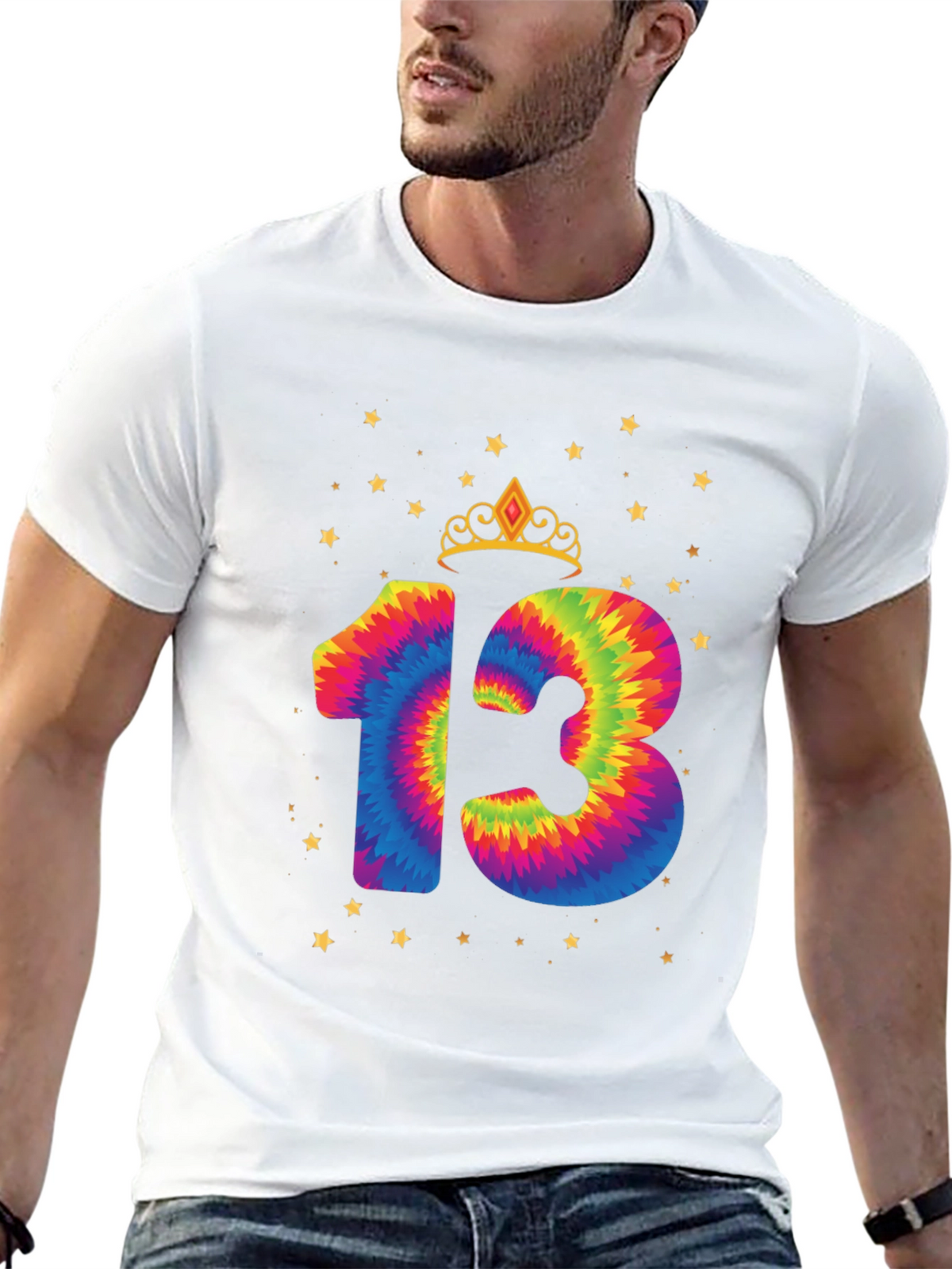 Tie Dye 13th Birthday Crown Star T-Shirt