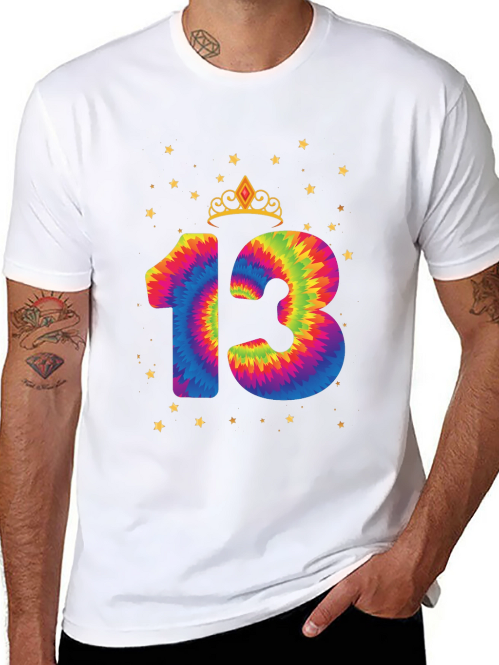 Tie Dye 13th Birthday Crown Star T-Shirt