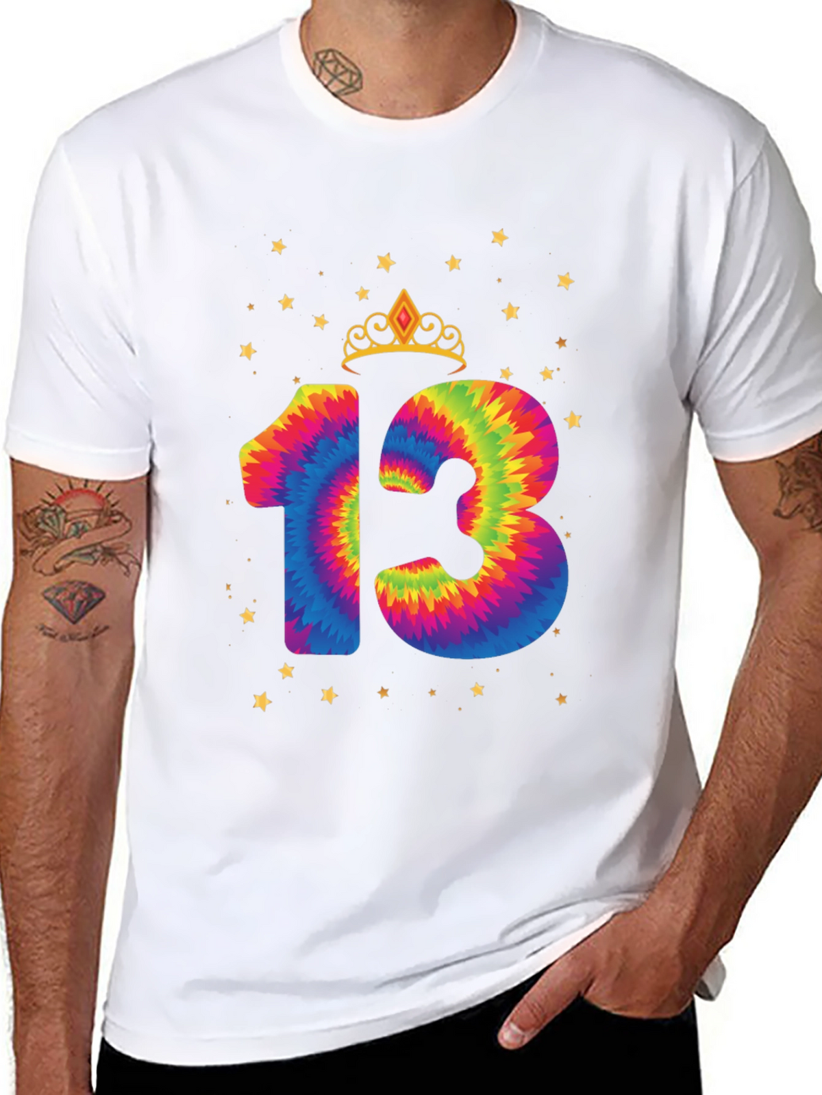 Tie Dye 13th Birthday Crown Star T-Shirt