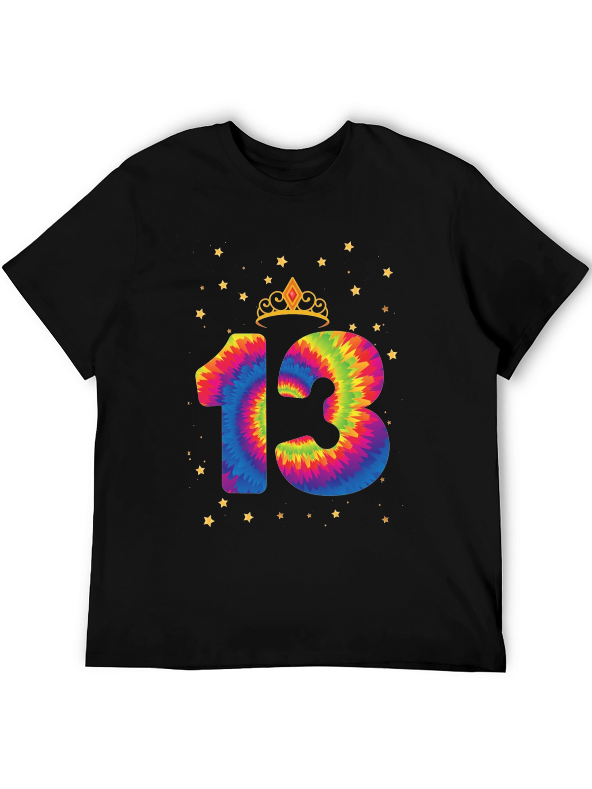 Tie Dye 13th Birthday Crown Star T-Shirt