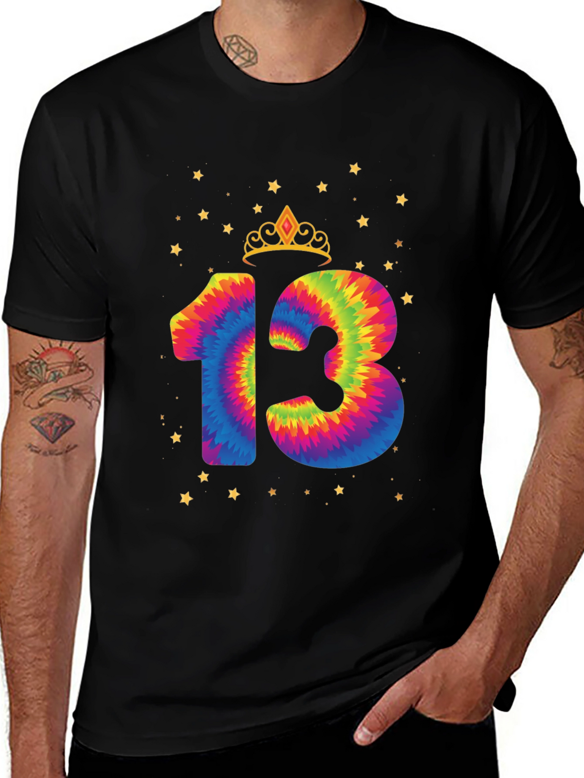 Tie Dye 13th Birthday Crown Star T-Shirt