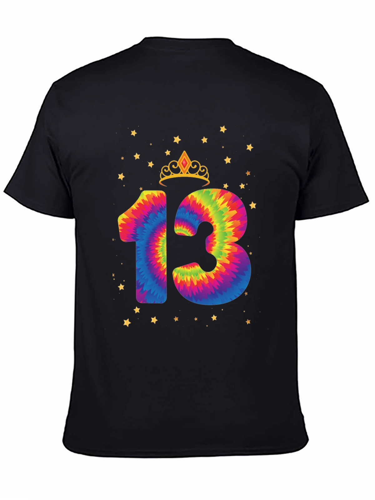 Tie Dye 13th Birthday Crown Star T-Shirt