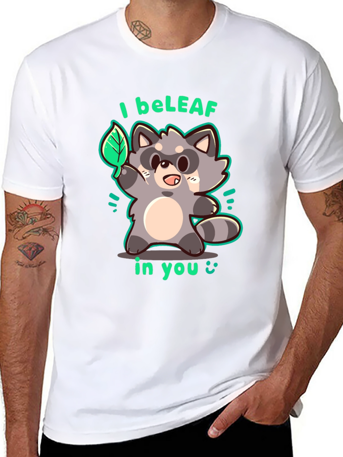 I beLEAF in You Raccoon Graphic T-Shirt