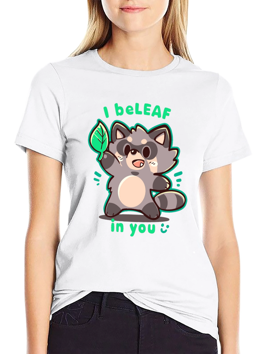 I beLEAF in You Raccoon Graphic T-Shirt