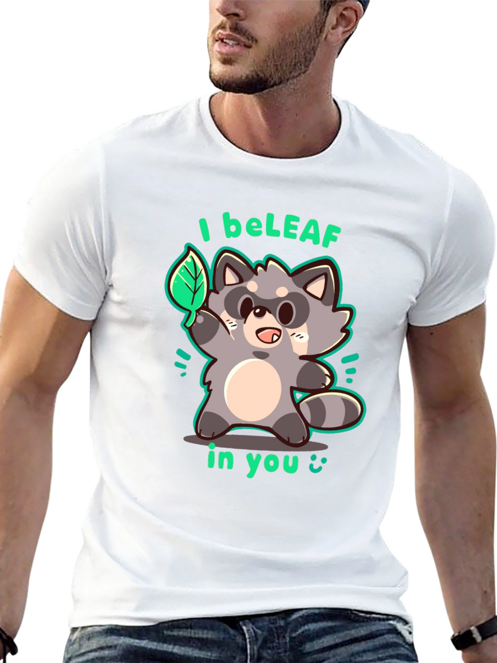 I beLEAF in You Raccoon Graphic T-Shirt
