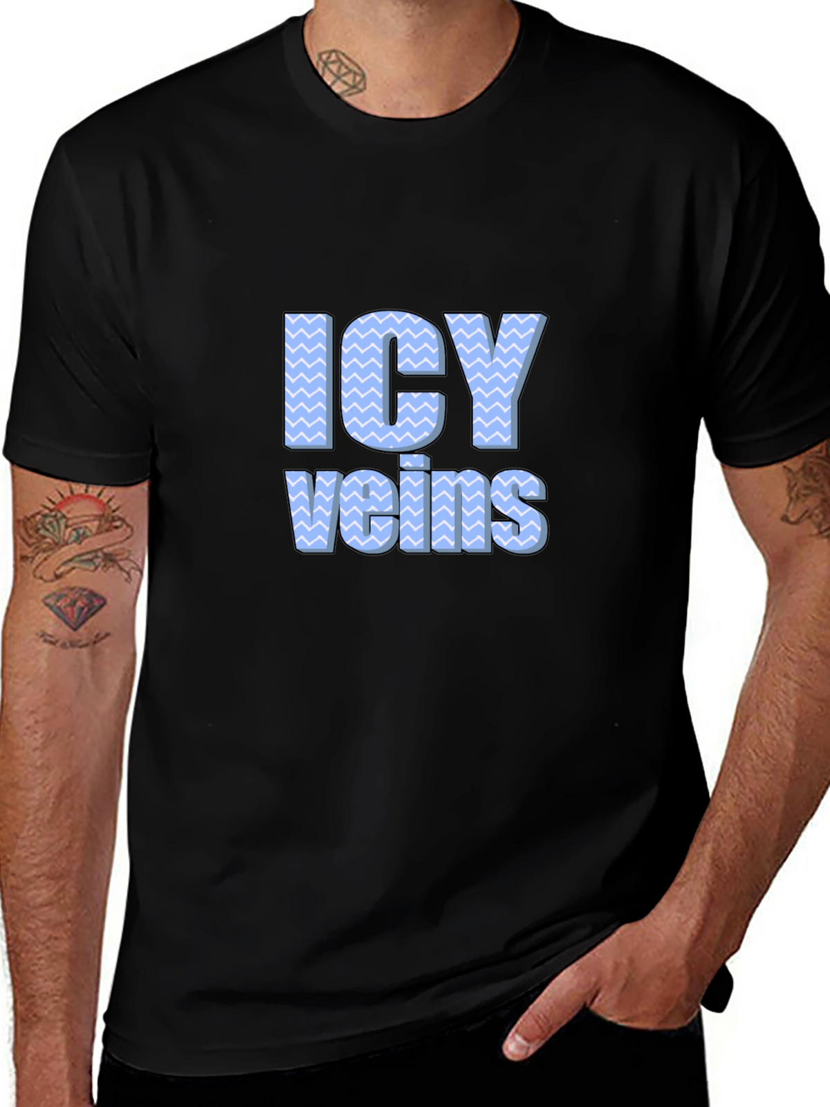 Icy Veins Graphic Print Black T-Shirt