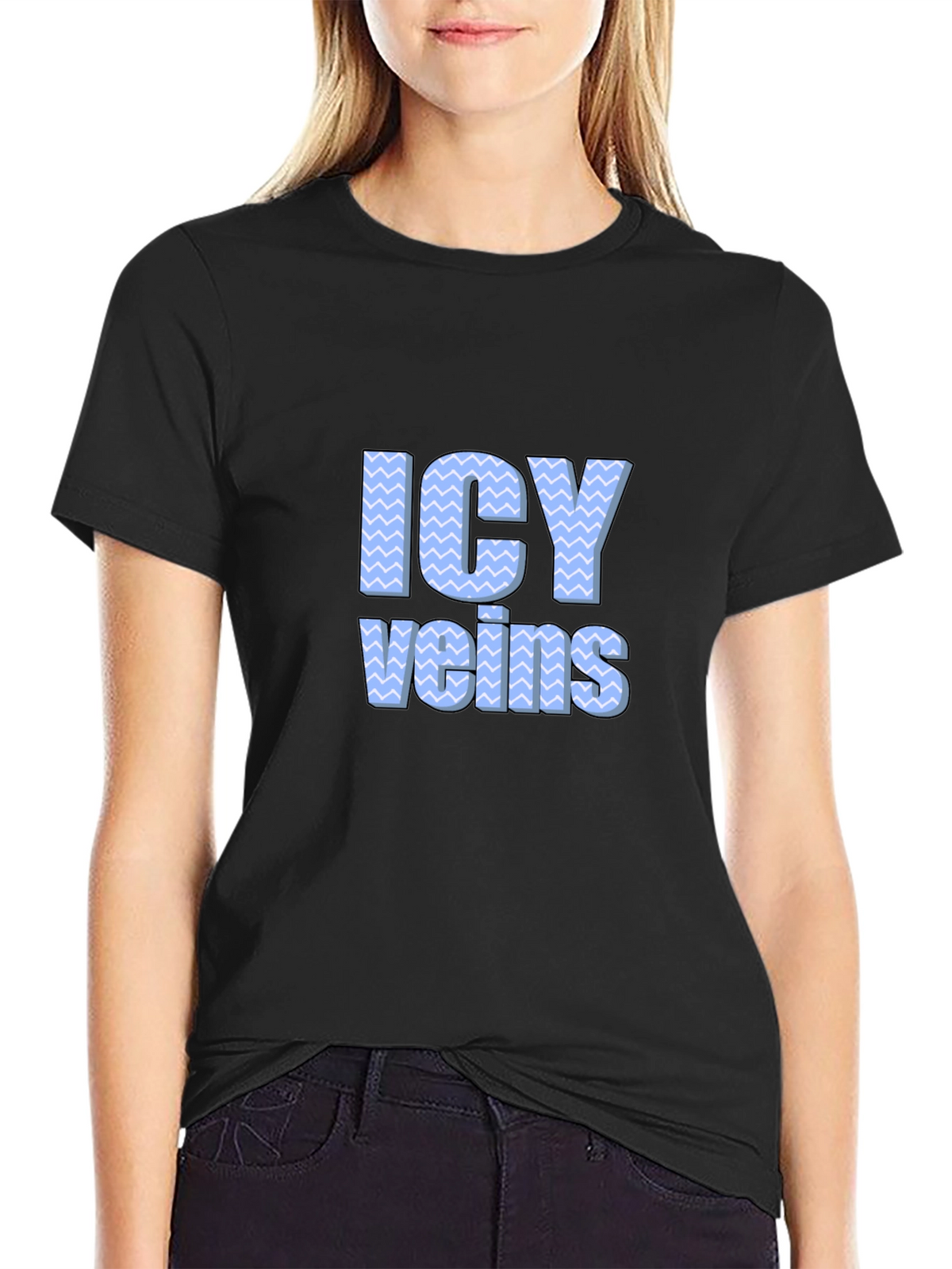 Icy Veins Graphic Print Black T-Shirt