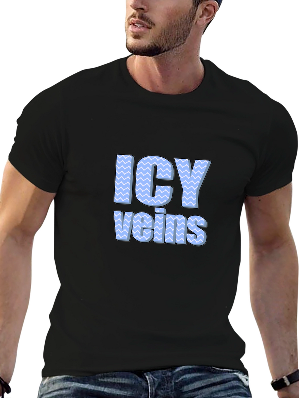 Icy Veins Graphic Print Black T-Shirt