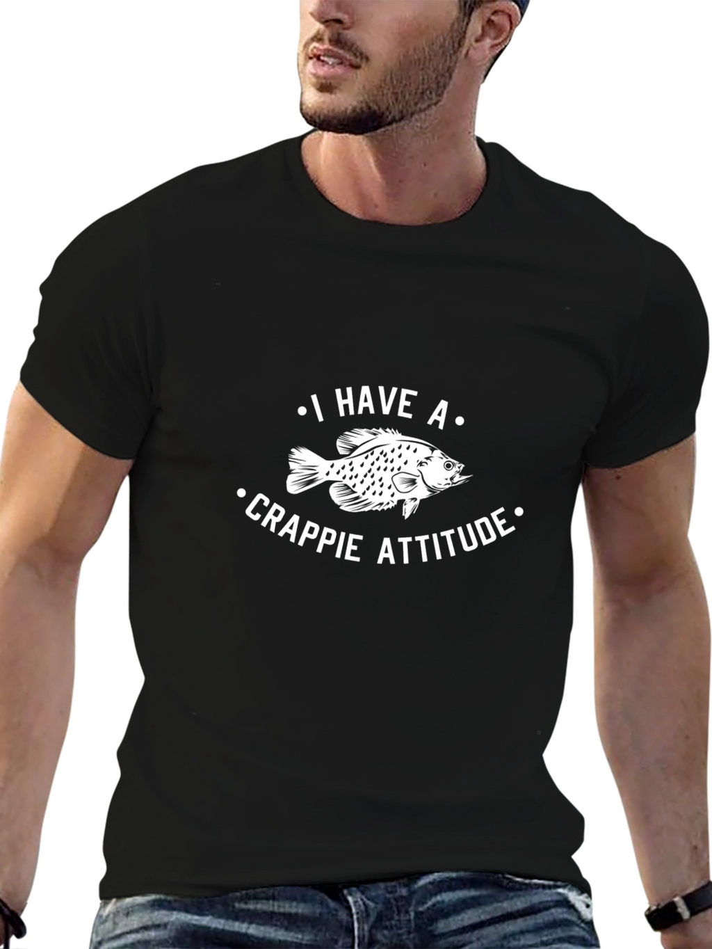 Crappie Attitude Graphic T-Shirt - Black