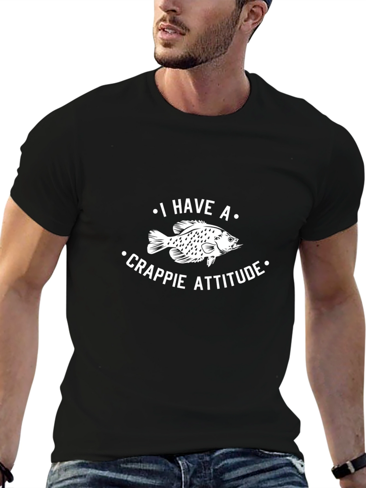 Crappie Attitude Graphic T-Shirt - Black