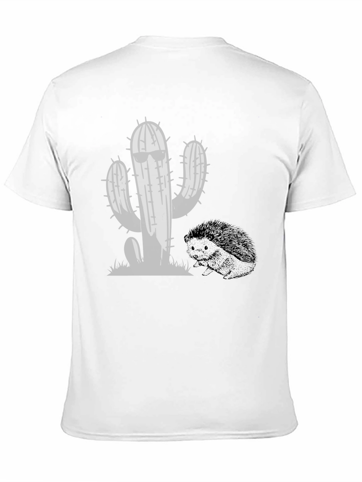 Cool Cactus & Hedgehog Black T-Shirt