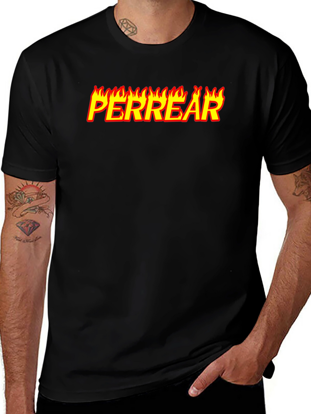 Perrear Flame Graphic T-Shirt - Black