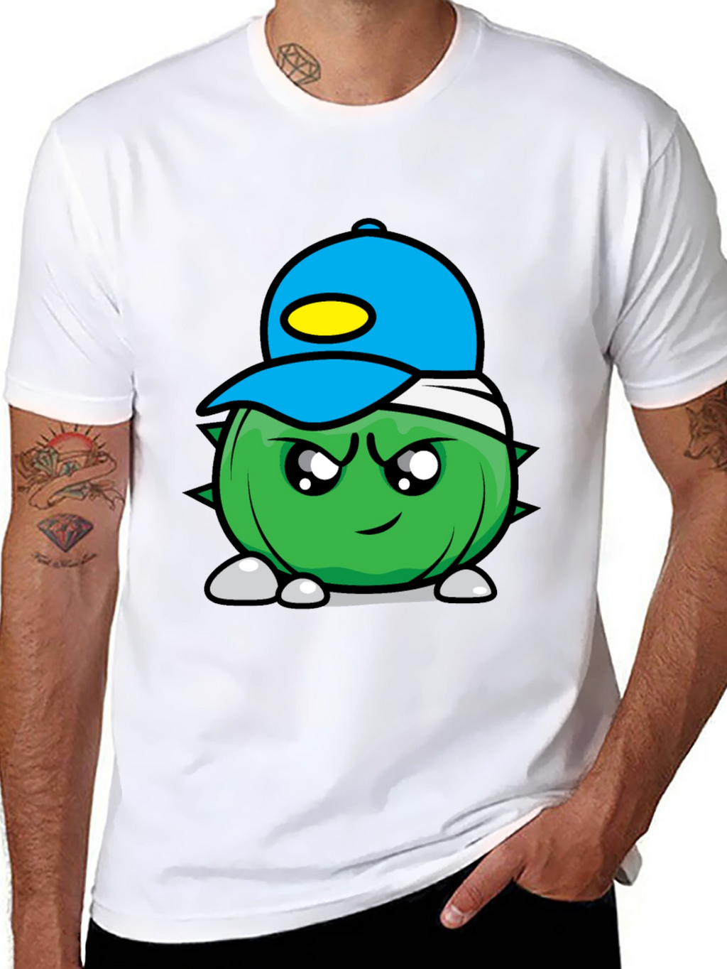 Cartoon Spiked Ball Black Tee