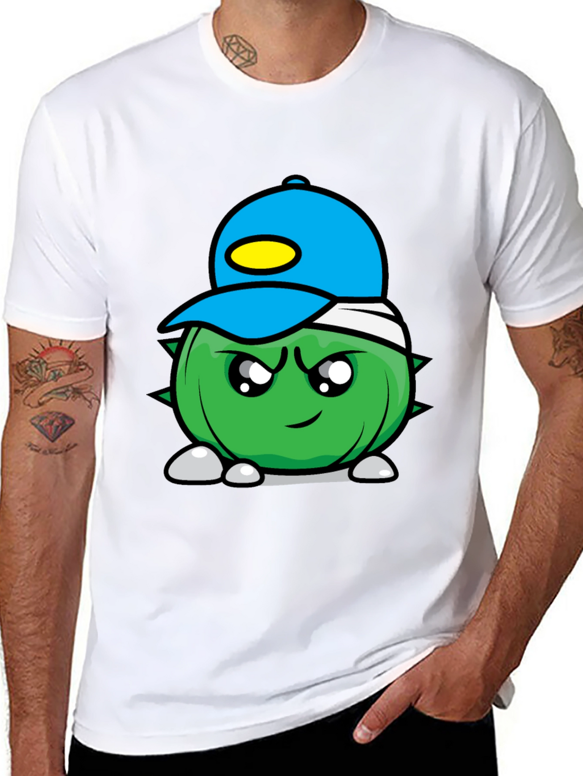 Cartoon Spiked Ball Black Tee