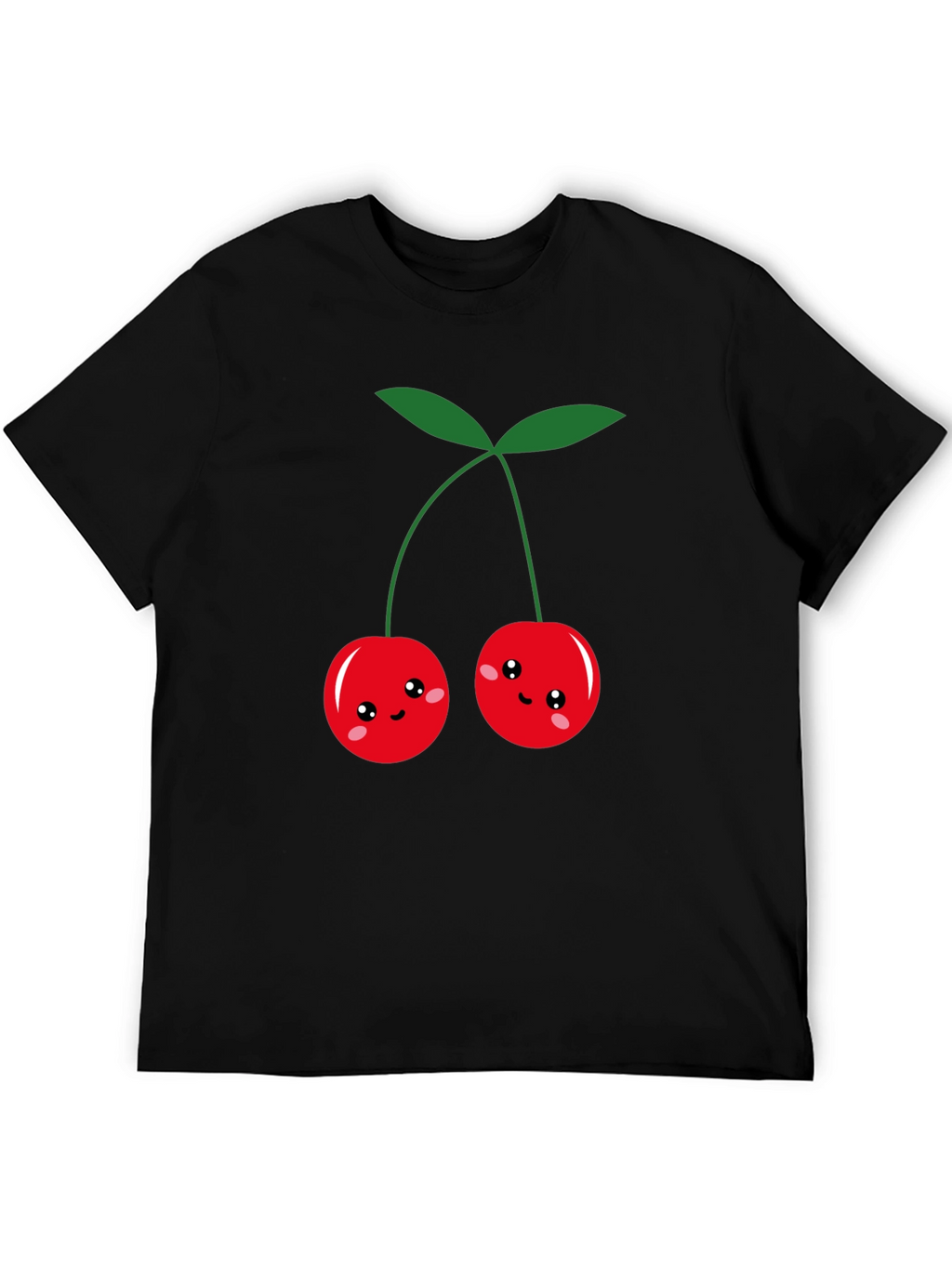 Cute Cherry Graphic Black T-Shirt