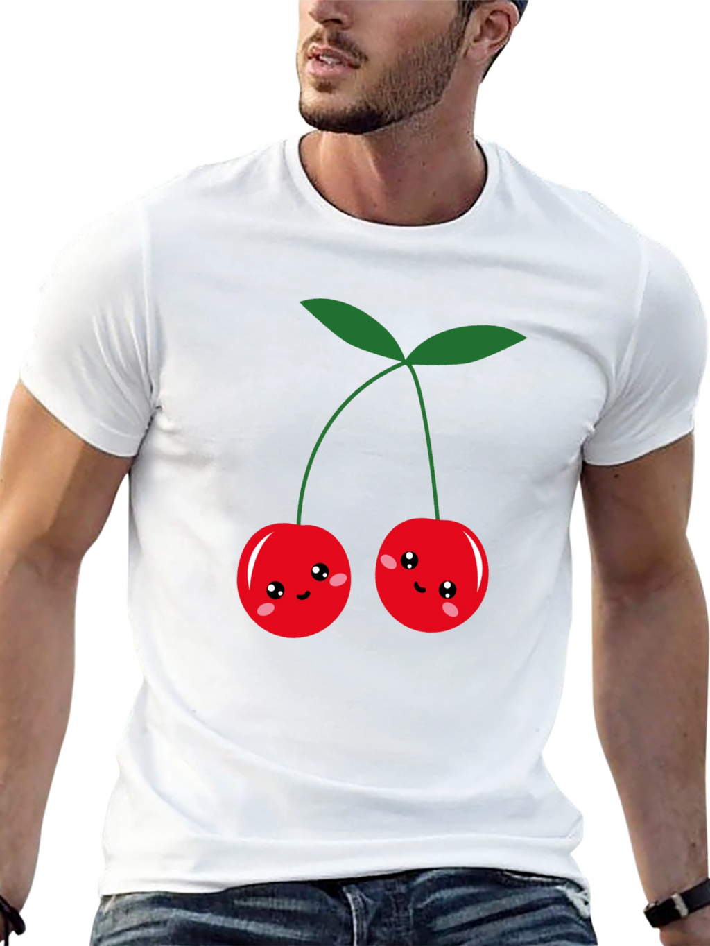 Cute Cherry Graphic Black T-Shirt