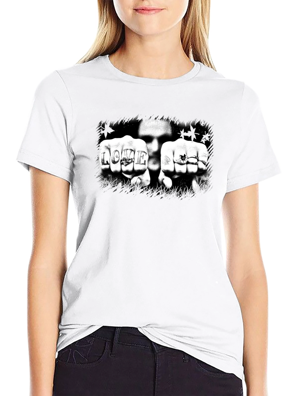 Edgy Love Tattoo Graphic Black T-Shirt
