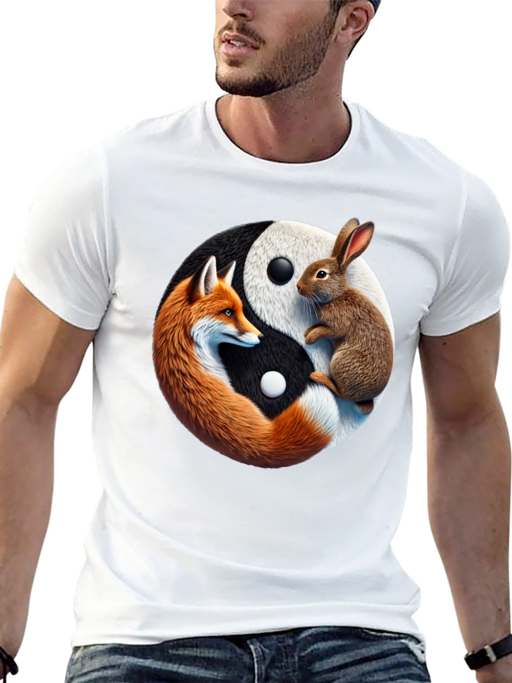Yin Yang Fox & Rabbit Graphic Tee