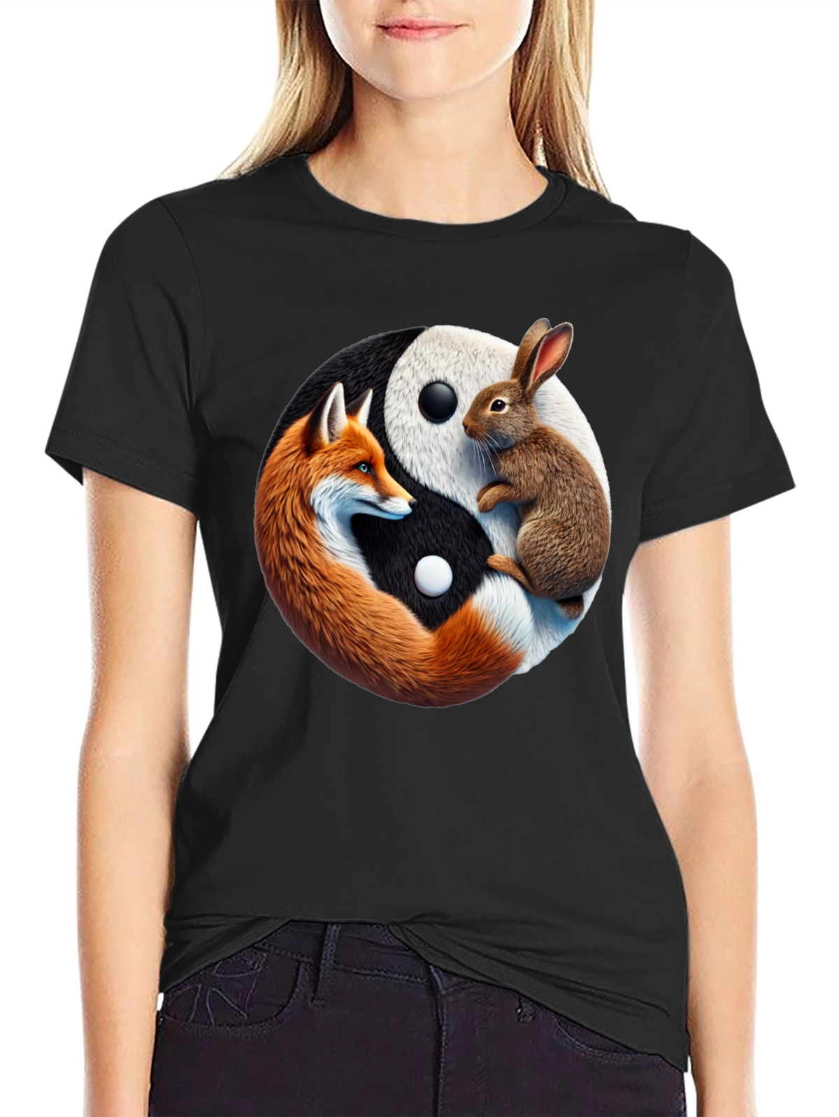 Yin Yang Fox & Rabbit Graphic Tee