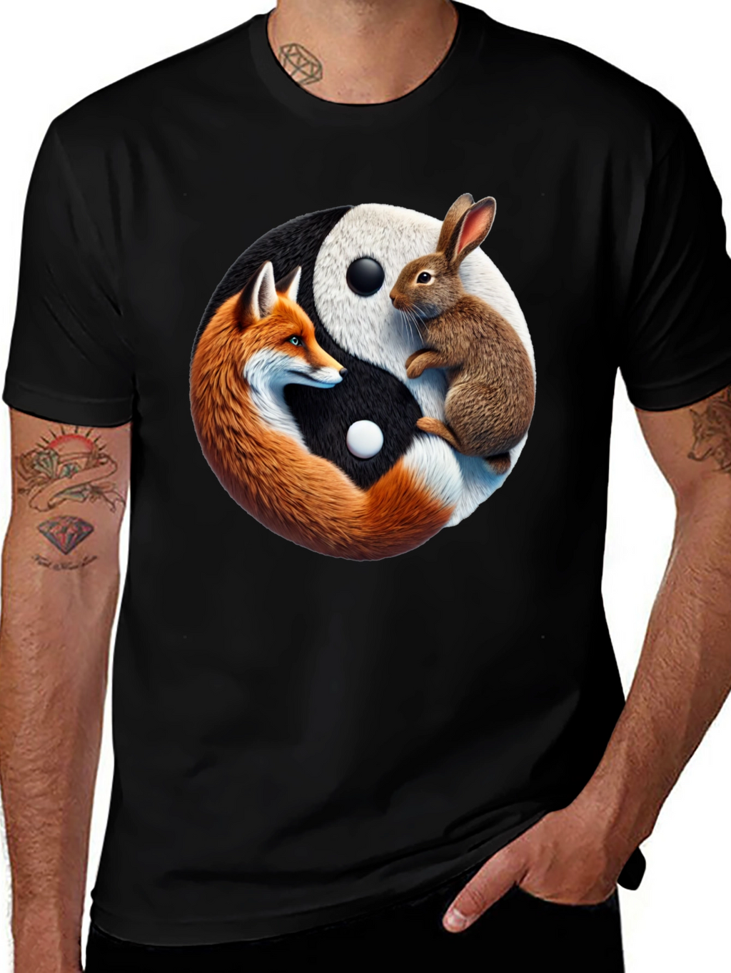 Yin Yang Fox & Rabbit Graphic Tee