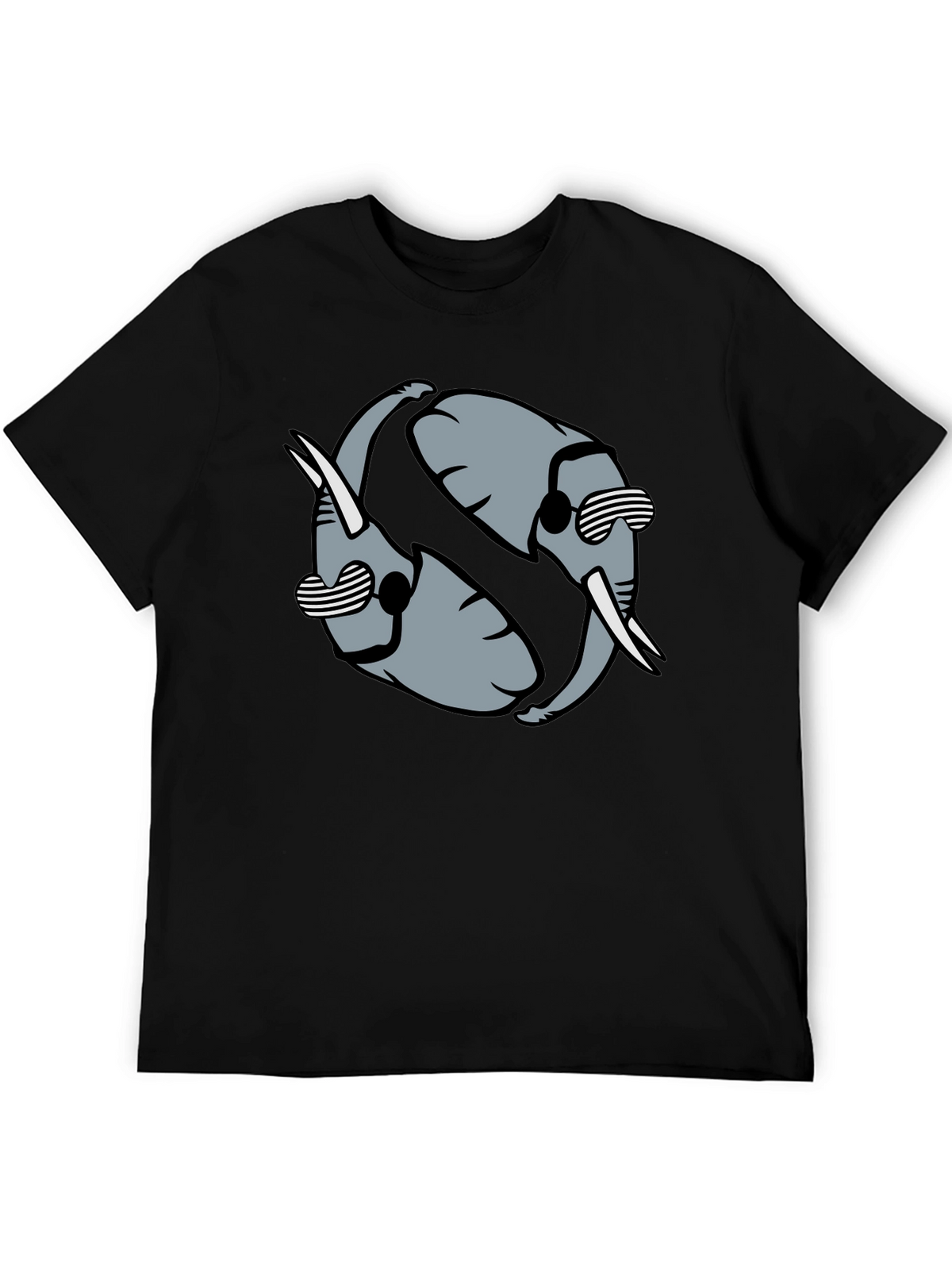 Cool Elephant Yin Yang Graphic Tee - Black