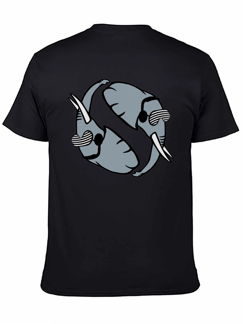 Cool Elephant Yin Yang Graphic Tee - Black
