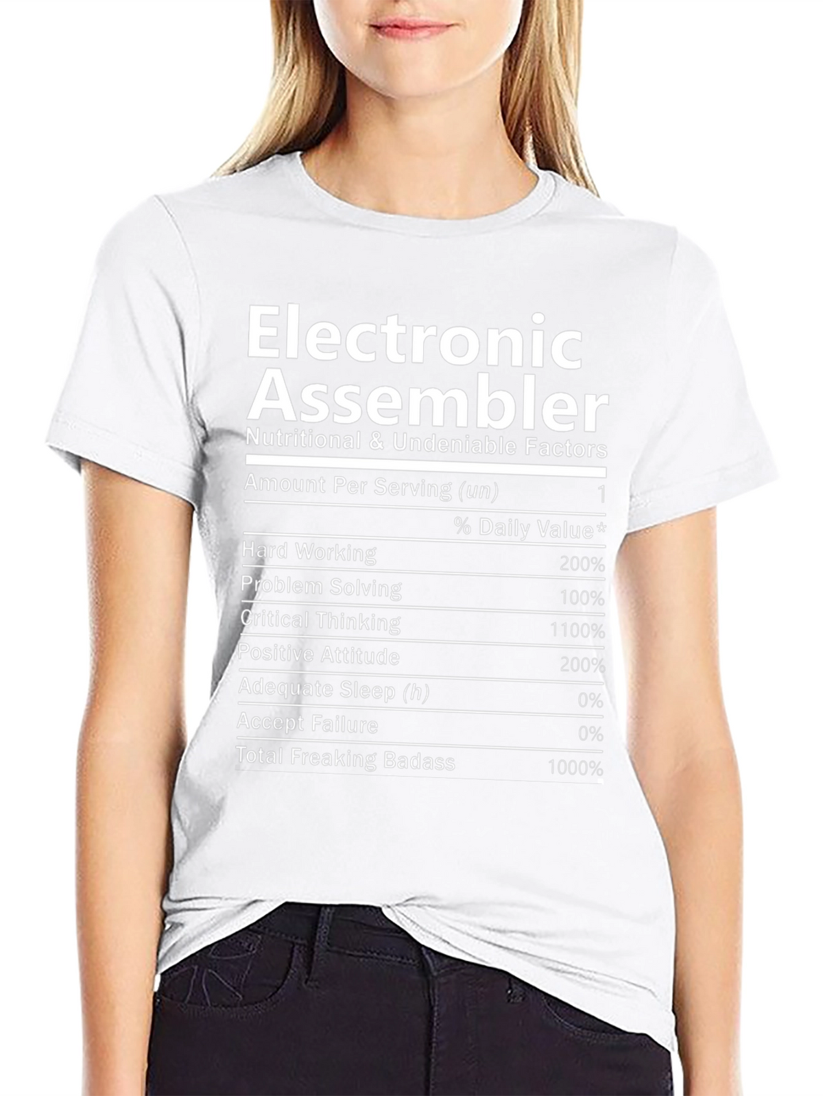 Electronic Assembler Nutrition Facts Black T-Shirt
