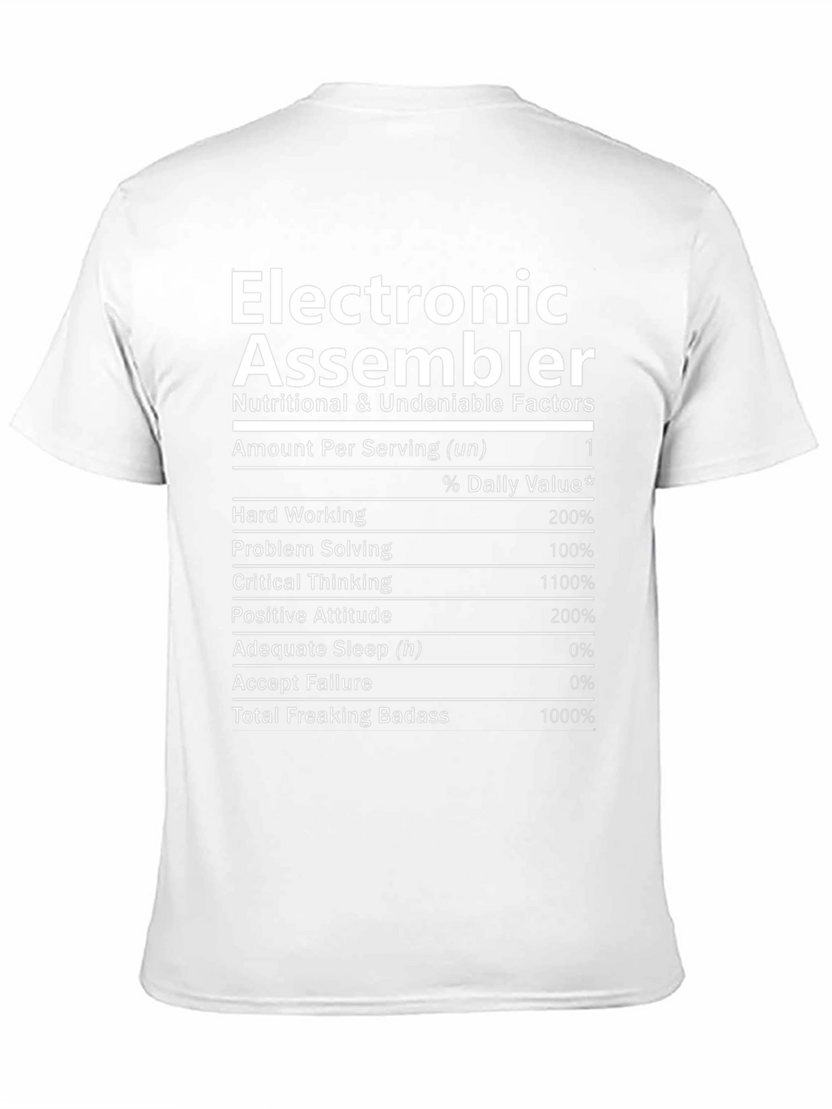 Electronic Assembler Nutrition Facts Black T-Shirt